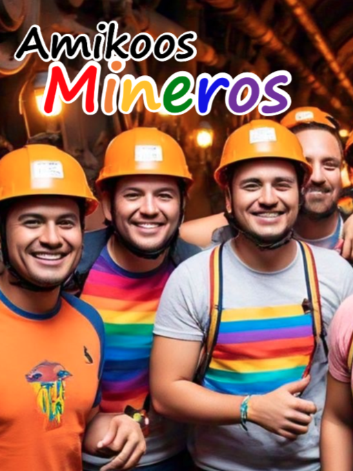 Tours Viajes gays a Estado de Hidalgo, Saliendo de Ciudad de México Grupo de amigos sonrientes con camisetas de colores y cascos en un entorno minero.